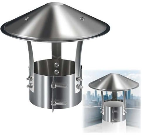 Tapa de Chimenea, 75 100 130 150 230 315mm Sombreros para Chimeneas, Caperuza Salida Humos Sombrerete de Acero Inoxidable para Villa(220mm/8.6in)