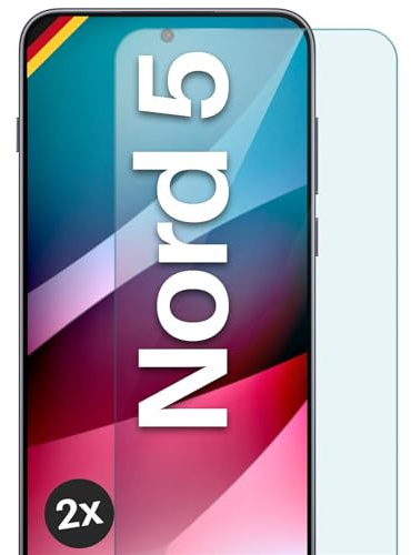 moex Schutzfolie für OnePlus Nord 5 Glas 9H Härte, gehärtetes Schutzglas, Panzer Schutz Glas Displayschutz Folie, kompatibel mit jeder Handy Hülle, ShockProtect 2 Stück