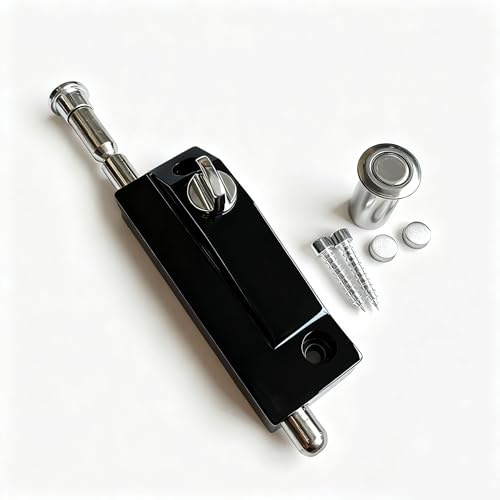 Invisible Spring Door Latch, Sliding Door Locks, Black Metal Construction, 188mm Length, Auxiliary Lock for Glass Patio Doors, Keyless Design for Bedroom/Bathroom/Kitchen