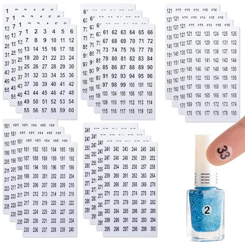 Avavani 20 Sheets 1-300 Clear Round Number Stickers, 1cm Diameter | Self-Adhesive Consecutive Inventory Labels, Transparent Number Stickers for Organising Storage Salon School & Office Use