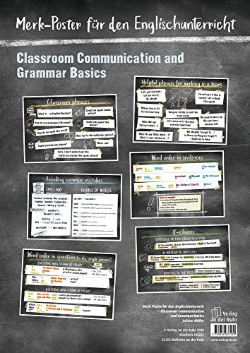 Classroom Communication and Grammar Basics: Merk-Poster für den Englischunterricht. Klasse 5 bis 8