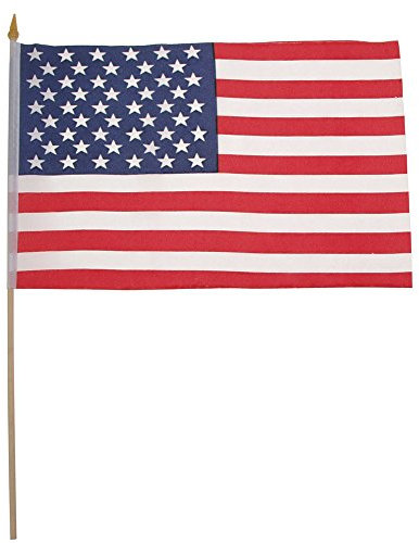 Bandiera, Stati Uniti d' America, Poliestere, manico in legno, dimensioni 30 x 45 cm.
