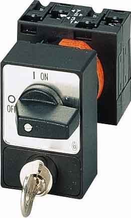Eaton 050966 Panikschalter, 3-polig, 25 A, Zylinderschloss-Sperre Sva, Frontschild 0-1, 90 Grad, Rastend, Einbau, P