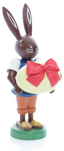 Rudolphs Schatzkiste Osterfigur Hase mit Ei Höhe ca 9 cm NEU Osterdeko Osterhasenfigur Ostern Korb Osterei Frühling Erzgebirge Seiffen Hase Blumen