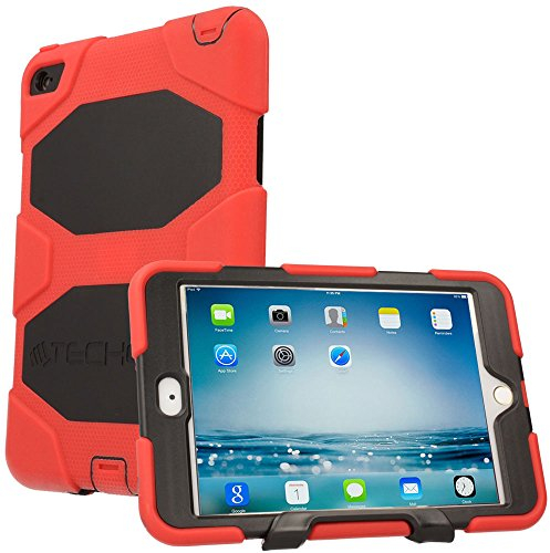 TECHGEAR G-Shock Étui pour iPad Mini 5 2019, iPad Mini 4 - Housse Coque Rigide, Très Haute Protection Anti-Choc avec Support Amovible Compatible pour iPad Mini 5, iPad Mini 4 [Rouge]