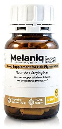 Melaniq Hair Pigmentation Supplement - Anti Gray Hair Tablets for Men Women - Premature Grey Hair Treatment Vitamins - Melanin Support Anti-Ageing Naturally-Based Vegetarian Capsules, 1 Month Supply