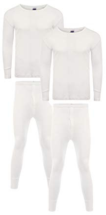 Heatwave® Pack of 2 Men's Extreme Thermal Underwear Set, Long Sleeve Top & Long Johns Set, Winter Thermals, Large White