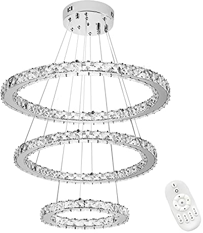 NAIZY 72W LED Kronleuchter Kreative Hängelampe Deckenleuchte Pendelleuchte für Wohnzimmer Flur Schlafzimmer Drei Ringe (Φ: 20cm+40cm+60cm) - 72W Dimmbar [Energieklasse A++]