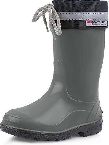 Ladeheid Stivali Bambino e Bambina in Gomma PVC Stivaletti Impermeabili per Ragazzi e Ragazze Calzature Antipioggia per Bimbi Resistenti all'Acqua LA-972 (Grigio/Nero 22 EU)