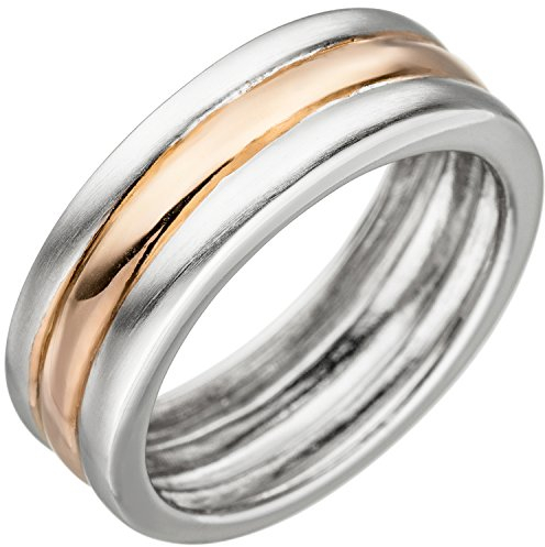 Jobo Damen-Ring aus 925 Sterling Silber Bicolor vergoldet Größe 52