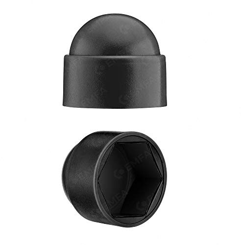 EMFA Abdeckkappen für Schrauben und Muttern M5 - Schlüsselweite 8 | Schwarz Kunststoff Sechskant Schutzkappen - 50 Stück