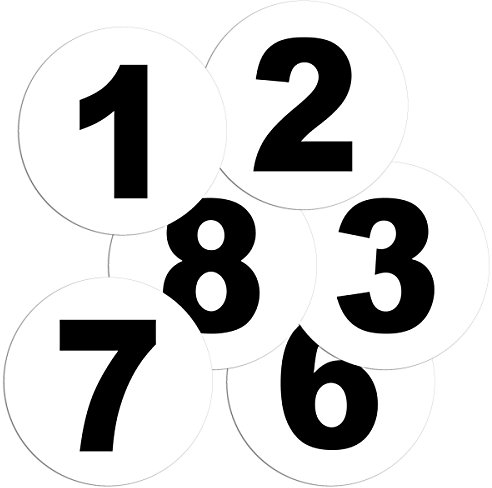 Zahlenaufkleber-Set, Nr. 1-10, Größe 100 mm rund, schwarz/weiß