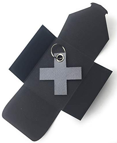 filzschneider Schlüsselanhänger aus Filz - X/Kreuz klein - grau/hell-grau - als besonderes Geschenk mit Öse und Schlüsselring - Made-in-Germany