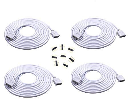 zmtyuguan 4PCS 2M 6.56ft RGB Extension Cable LED Strip Connector Extension Cable Cord Wire 4 Pin LED Connector for SMD 5050 3528 2835 RGB LED Light Strip (4 PCS)