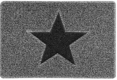 Nicoman STAR Door Mat|Entrance Barrier Dirt-Trapper Floor Mat|Patio Garden Conservatory Doormat|Indoor Outdoor Matt|Charcoal with Black Star, 60x40cm
