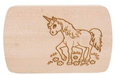 Frühstücksbrettchen Einhorn aus Naturholz – Holzbrett mit Einhornmotiv – Personalisierbar mit Namen & Gravur – für Kinder & Erwachsene