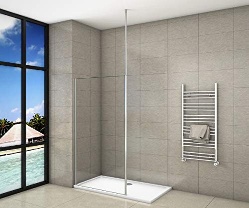 Paroi de douche 140x200cm en 8mm verre anticalcaire et livré une barre de fixé à plafond