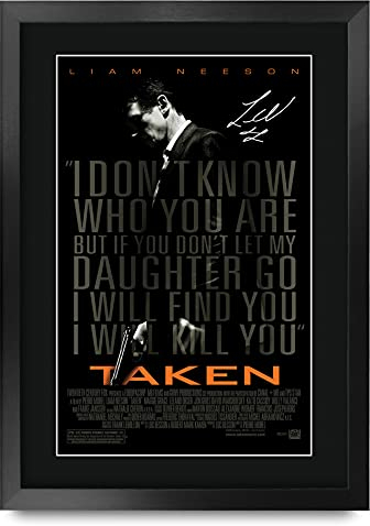 HWC Trading Genommen Die Cast Liam Neeson Geschenke Printed Poster Autogramm Bild für Film-Memorabilia Fans Signed - A3 Eingerahmt