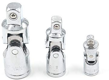 FarBoat Hardware Steel Impact Universal Joint Socket Set 3 Sizes 1/4(6mm) 3/8(10mm) 1/2(13mm) Chrome-Plated Surface, Pack of 3