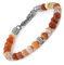 10:10 Bracciale con pietre naturali agata rossa da 6 mm, beads in acciaio inox, bracciale molto resistente prodotto in Italia