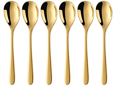 SBOMHS Kaffeelöffel 6 stück Gold Teelöffel set 15CM Kleine Bunt Löffel 18/10 Edelstahl Ice Tea Coffee Spoons Dessert Löffel für Espresso Latte Macchiato
