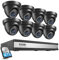 ZOSI H.265+ 16CH 1080P Security Camera System Indoor Outdoor with 4TB Hard Drive Pre-Installed Recorder 8Pcs HD 1920TVL Black Surveillance Dome Cameras Night Vision Easy Remote Access Motion Alert