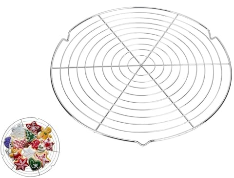 Antihaft Rund Abkühlgitter, Kuchenkühlregal aus Metall, 32,5 cm Runde Form BBQ Grill Net Barbecue Grillgitter Rack Outdoor Camping Picknick Werkzeug zum Backen Kühlen Dämpfen