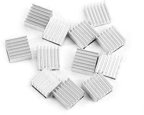 PUSOKEI 12-teiliger Kleiner Aluminiumkühlkörper, Kühlkörper-Kühlkit mit Kleber auf der Rückseite, für Computer, Leistungs-IC, elektrisches Leistungsgerät, LED-Lichtgeräte, 14 x 14 x 6 mm