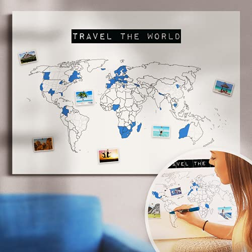 Die SCRATCH MAP Alternative! Nachhaltig, ultralanglebig, made in Germany - TRAVEL THE WORLD - Weltkarte Reiserinnerung, Weltkarte zum rubbeln ist out - Größe 90x60cm