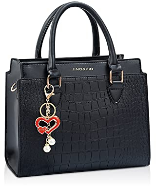 NICOLE & DORIS Petit Sac Bandoulière Femme élégants et Chics Sac a Main Sac Epaule Sac Carré Femme avec Pendentif Noir