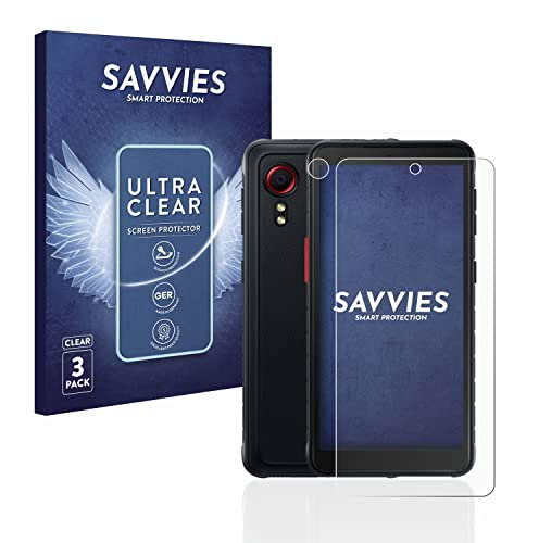 savvies Protection Ecran pour Samsung Galaxy XCover 5 (Avant+Caméra) (6 Pièces) - Film Protection Ultra Clair