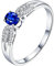 AMDXD Schmuck Echtes Gold, Goldring in 18 Karat/ 750 Weißgold mit Saphir 0.38ct und Diamant Diamantring Silber, Mama Geschenk, Gr.60 (19.1)