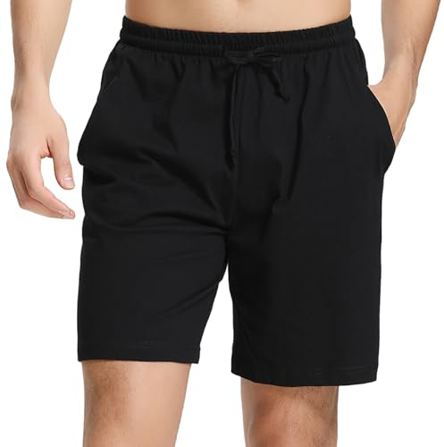 Irdcomps Pantalón corto de pijama para hombre Pantalones Pijamas Cortos Hombre Algodon Ropa de Dormir C-negro M