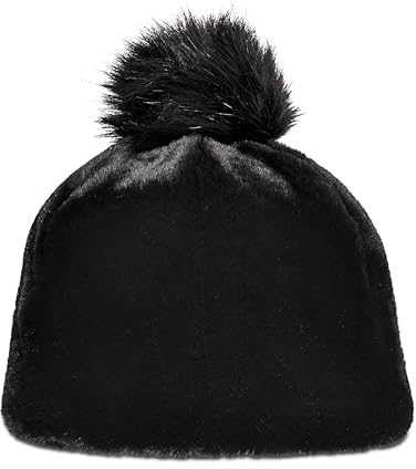 UGG Damen Kunstpelz Beanie mit Bommel, Schwarz, Einheitsgröße