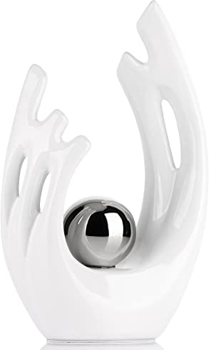 XMGZQ Abstrakte Keramikstatuen und Skulpturen,Silber Kunst-Keramikstatuen,Moderne Wohnkultur für Wohnzimmer, Esstisch,Couchtisch,Regal,Eingang,Heim-Desktop-Skulptur,Heimdekoration
