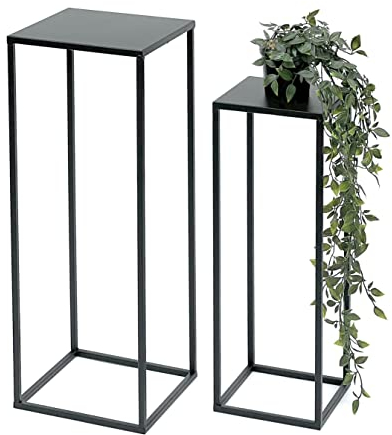 DanDiBo Blumenhocker Metall Schwarz Eckig Blumenständer Beistelltisch 96315 2er Set Blumensäule Modern Pflanzenständer Pflanzenhocker