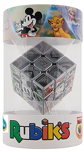 ThinkFun - 76545 - Rubik's Cube Disney 100 - Der Disney-Cube im exklusiven Platin-Look, zum 100 jährigen Disney-Jubiläum. EIN Sammlerstück und Denkspiel für Erwachsene und Kinder ab 8 Jahren