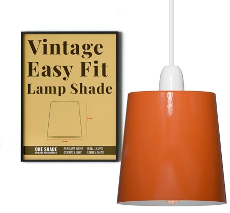 LEDSONE Modern Small Light Shades,Replacement Easy Fit Vintage Non Electric Metal 12cm Lamp Industrial Retro Ceiling Pendant Lighting,Table Lamp,Wall Sconce Living Room,Bedroom (Orange) (LSCP150)