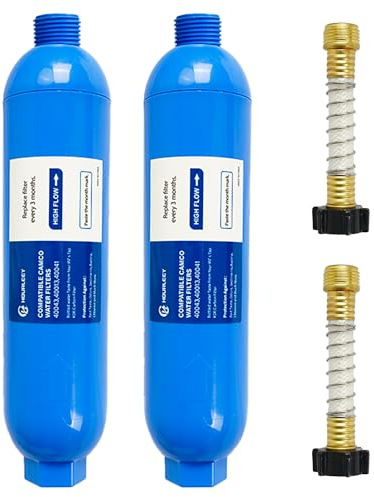 Hourleey Wohnmobil-Inline-Wasserfilter mit 2 flexiblen Schlauchschutzhüllen, reduziert schlechten Geschmack, Gerüche, Rost, Fluorid, Chlor und Ablagerungen im Trinkwasser, speziell für Wohnmobile