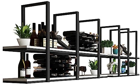 Portabottiglie da Soffitto,Portabicchieri Sospesi,Mensole Sospese,Mensola da Soffitto Porta Bicchiere da Vino Sospeso,Portabottiglie da Appendere Industriale 2 Strati per Cucina Bar Caffetteria (Size