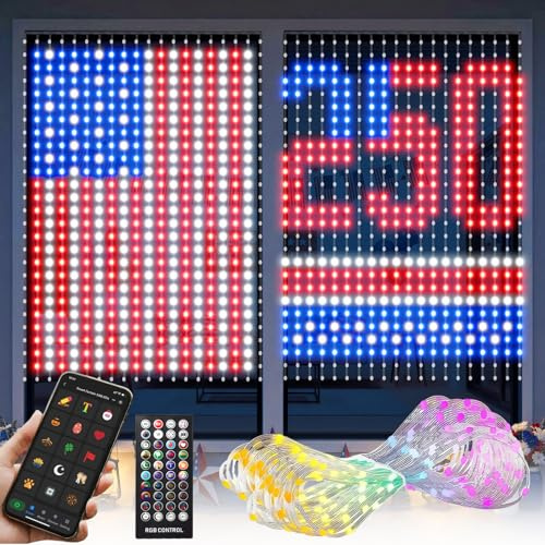 540Leds Dynamic Curtain Lights, Smart App and Remote Control DIY Christmas Window Lights, Color Changing Animated Led Curtain String Lights IP65 Waterproof for Bedroom Wall Outdoor Decor, 5 x 6.6ft