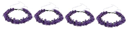 Beavorty 4 Stück Lavendel Kopfbedeckung Stirnbänder Weihnachtsstirnbänder Für Frauen Lavendelblüten Für Die Hochzeit Lavendelblüte Für Mädchen Fee Braut Zubehör Einstellbar