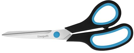 Uaugulft Forbici multiuso in acciaio inox per carta, con impugnatura morbida, blu, nero, 17,8 cm