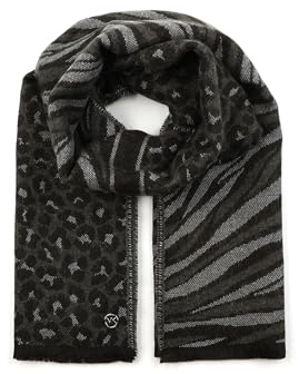 Michael Kors Damen Mixed Animal Wrap, Stylish Fashion Accessory Scarf for Women, Cold Weather Schal, Schwarz Multi, Einheitsgröße