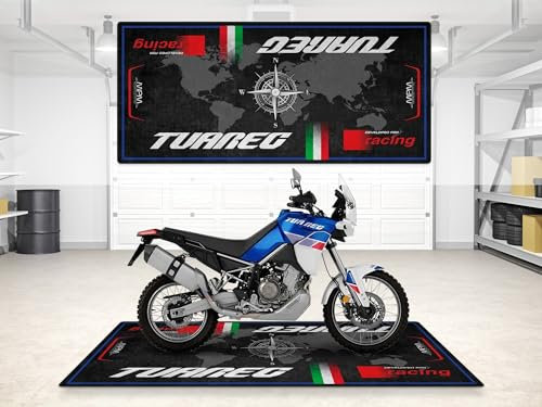 wibeart MPM Motorradmatte für Tuareg, waschbar, rutschfest, öl- und wasserabweisend, Parkmatte für Garage, Ausstellungsraum, Werkstatt | Größe 2: 102 x 47/260 x 120 cm