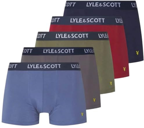 Lyle & Scott Mens 5 Pack Boxer Briefs (UK, Alpha, XL, Regular, Regular, Blue - Green - Brown - Red)