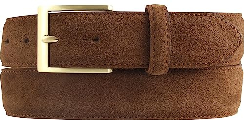 BELTINGER Gürtel aus Veloursleder 3,5 cm | Velour-Ledergürtel für Herren 35mm | Wildleder-Gürtel mit goldener Gürtelschließe