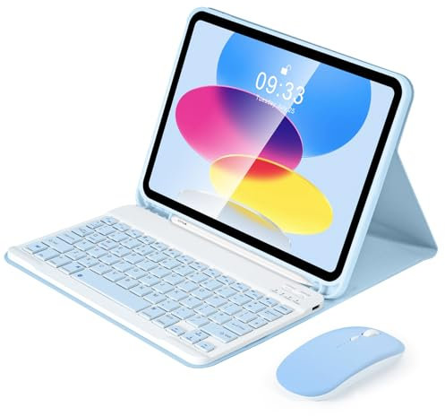 SOPPY Custodia con Tastiera e Mouse per iPad 11a Generazione (A16) 11 Pollici 2025, 10a Gene 10,9 Pollici 2022, cover Protettiva Staccabile, con Slot per Penna Stilo, Layout Italiano - Blu