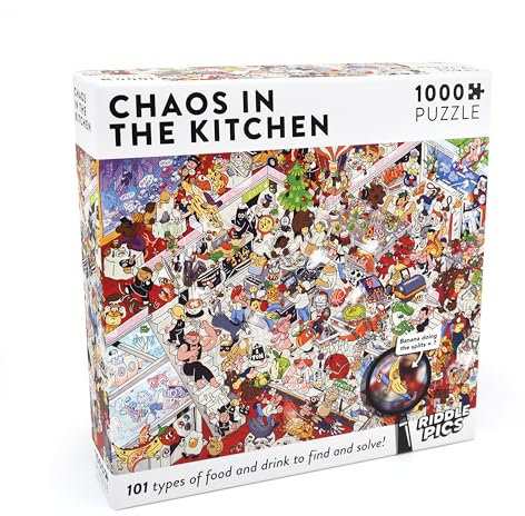 Chaos in the Kitchen Age 3+: Jigsaw Puzzle with 101 Hidden Food and Drinks to Discover, for Food Lovers and Perfect as a Gift