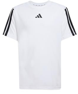 adidas Jungen Train Essentials 3-Stripes T-Shirt, White/Black, 11-12 Years